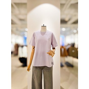 [더아이잗컬렉션]크리스탈 펀칭 포인트 배색 티셔츠 CR4A0TS251