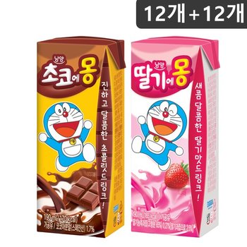 초코에몽 190ml x 12개+딸기에몽 190ml x 12개