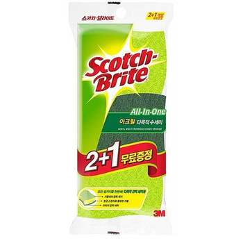 3M SRD275U7 아크릴 수세미 2+1개입 스폰지수세미 세척솔 설거지수세미