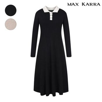 오픈 배색 카라 플레어 니트 원피스 M44QKO414ME_P378481685