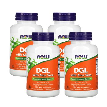 [해외] 나우푸드 DGL 알로에베라 함유 400mg 감초추출물 식물성 100베지캡슐, 4통 미국직구