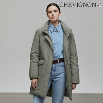 [쉐비뇽] 여성 캐시미어 블렌디드 패딩 코트올리브