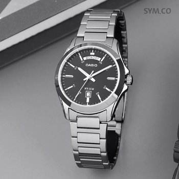 MTP-1370D-1A1 클래식 라운드 데이데이트 정장 남자 메탈 시계 c