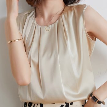 허그허그 / 실키 새틴 민소매 탑 3color