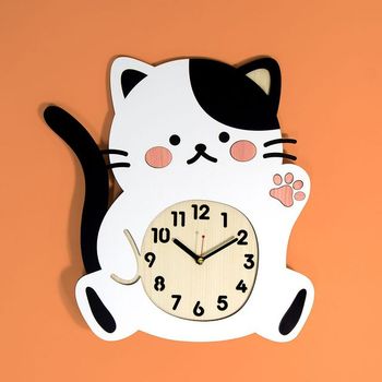 고양이벽장식시계 WMC 167 젖소냥 디자인무소음시계 디자인시계