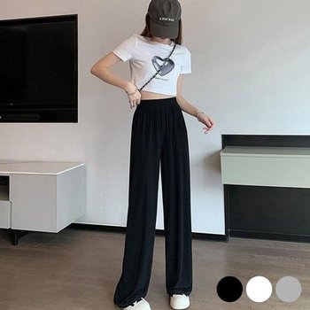 여자바지 깔끔룩 린클 일자 밴딩 팬츠