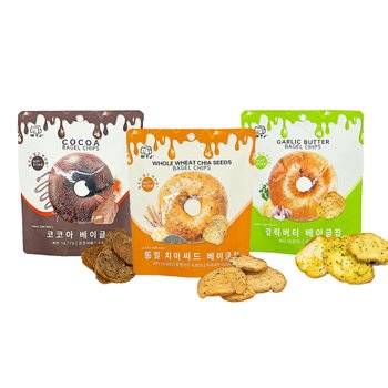 튀기지 않고 바삭한 베이글칩 30g [갈릭버터,코코아,통밀치아씨드 中 택1]