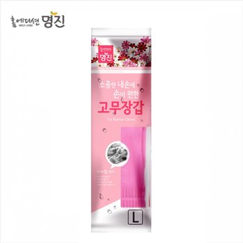 명진 황토숯 일반고무장갑 대 22x38cm 핑크