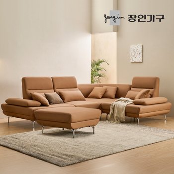 도이 5인용 스윙 이지클린 가죽 코너형 소파 (스툴 포함)