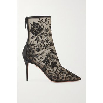 [해외] 아쿠아주라 모나무르 비즈 장식 새틴 트림 메쉬 앵클 부츠 46376663162922129