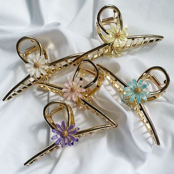 5Colors 데이지 집게핀 플라워 슬림 골드 심플라인