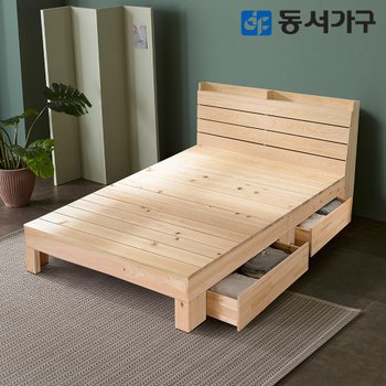 힐링 편백나무 수납헤드 싱글 S 서랍형 침대 (매트미포함) DF642844