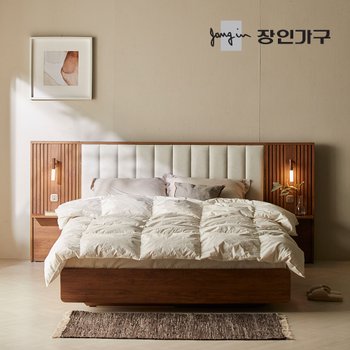 장인가구 로시 패브릭 템바보드 호텔식 수납 침대 Q 협탁1 프레임