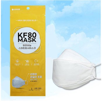 (주)인벤 맑은하늘 스마트 황사마스크 KF80 L(대) 끈조절 50개