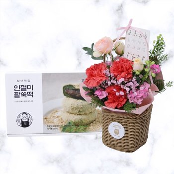 플로리아 카네이션+인절미팥쑥떡 어버이날 스승의날 감사 존경 은혜 축하 생신 기념일 선물 꽃