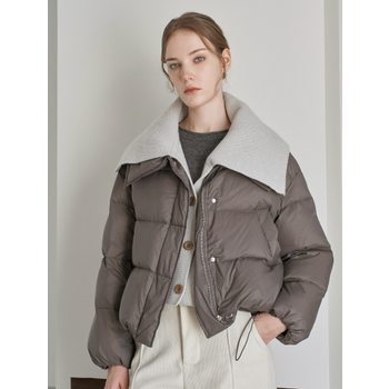 [미니멈 에브리데이]니트 와이드 카라 밑단 스트링 패딩 점퍼 (EB4JJ033D)