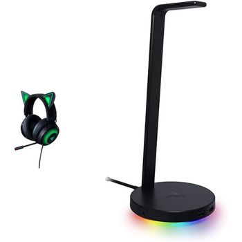 [해외] 독일 레이저 헤드셋 Razer Kraken Kitty Gaming Headset 블랙 Base Station V2 Chroma Stand wit