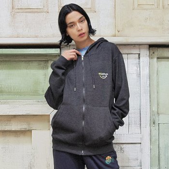 ㈜리오커머스 [당일발송/타임특가] 그라픽 모던스마일 오버핏 후드집업 후드 짚업 빅사이즈 남녀공용 PHD_0008