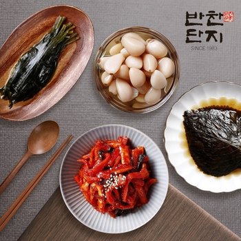 반찬단지 명이나물1Kg+무말랭이1Kg+알마늘1Kg+간장깻잎1Kg 밑반찬종류 저녁메뉴 반찬가게