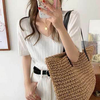 여름 출근룩 브이넥 스타일링 썸머 니트 반팔티