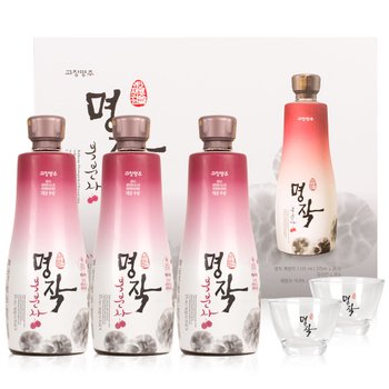 국순당고창명주 명작 복분자선물세트 13도 375ml 3병 잔2