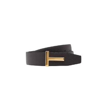 [해외] (Tom Ford)톰포트 소프트 그레인 레더 T 아이콘 벨트 브라운 블랙 TB178T-
