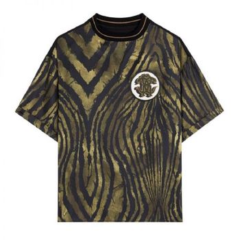 [해외] Roberto Cavalli Freedom-Print RC 로고 실크 티셔츠 Size 스몰 RRT62R-2N410-D9881 1442525