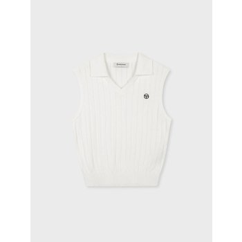 26S 여성 W 슬리브리스 폴로 스웨터 베스트 (화이트) [TWKV30463-WHS]