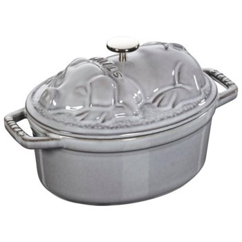 [해외] staub 17cm] IH La Cocotte Special Shape 40500-176 스토우브 [피기 코콧 그레이 양손 주물