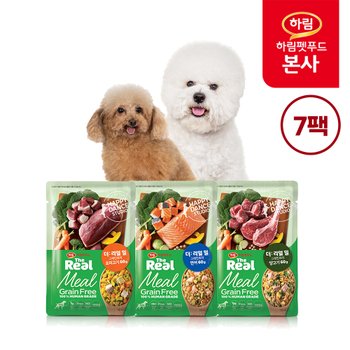 강아지 더리얼 그레인프리 밀 7일팩_3종 60g, 총 7팩 (연어,오리,양)