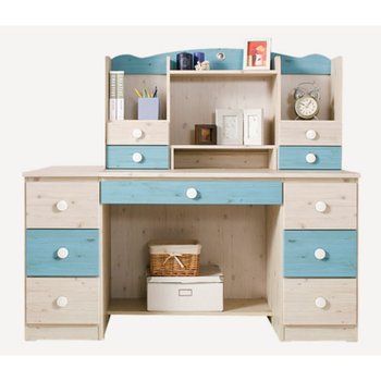 서랍많은 컬러 물결 우드 초등학생 책상 세트(148cm 5색) 원룸 가정 아들방 개인 장