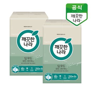 깨끗한나라 딥무드 모던 그린 미니 250매 x 6입 x 2팩