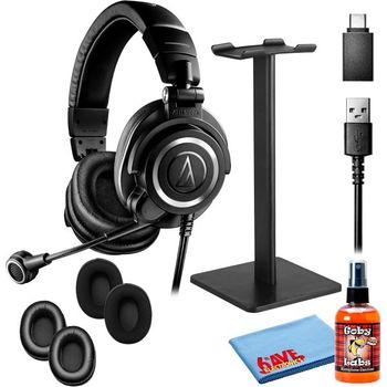 [해외] 오디오 테크니카 헤드폰 ATH M50xSTS USB 스트림 세트 헤드셋 커넥터 스탠드 하젤라 보스 클리너