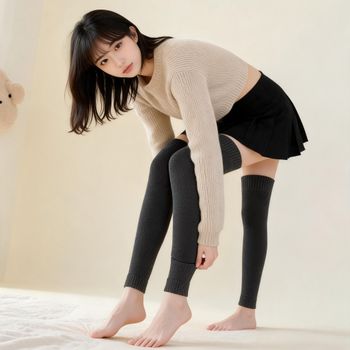 롱 니트 레그워머 허벅지 겨울 방한 온열 삭스 커버 잡화 운동 실내