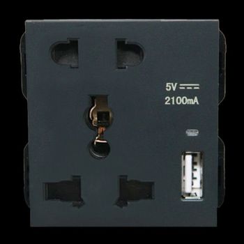 매입콘센트 조합 유럽형(DB) 2핀+3핀+USB1구 다국적 고속충전 (블랙 A77-C06E16)