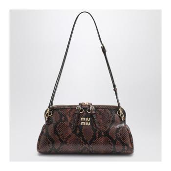 MIU MIU 파이썬 프린트가 있는 에어 가죽 클러치백 5BF130OLO2BN6/XL_MIU-F000