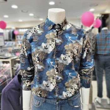 텍스타 수입 플라워 프린트 슬림핏 긴소매셔츠(YJ3FUA557/BL)_DG