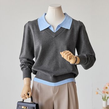 [커스텀에이블] 카라배색 포근니트_T2602KN029A