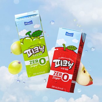 피크닉 제로 2종 사과/청포도 200ml 24팩 (1박스)