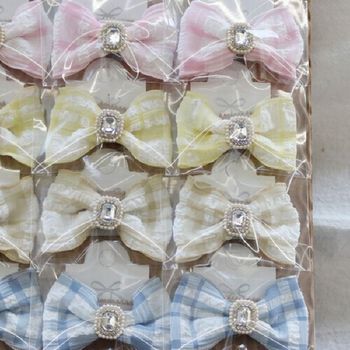 코코아허니 CV79AG12 108F1체크리본빅큐빅빗핀1판20개입