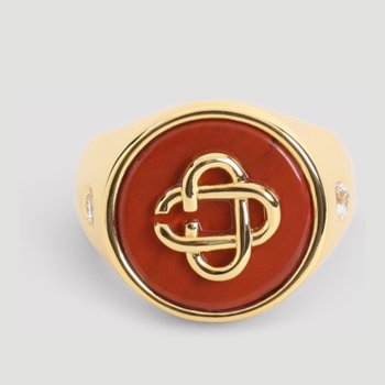 [해외] [해외배송] 카사블랑카 인터락 로고 스톤 시그넷 반지 APF26JW40601 GOLD