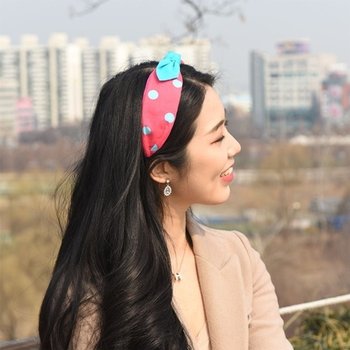네온 컬러도트 레트로 리본 반다나 헤어밴드 5Colors (KYR-W9FD2F1)