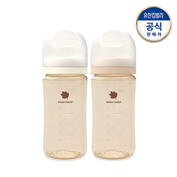 그린핑거 베베그로우 PPSU 젖병 트윈팩 크림베이지 280ml(노꼭지)
