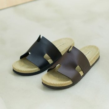 남성 가죽슬리퍼 이중창 휴양지 패션슬리퍼 2컬러 남성슬리퍼 ㄴ마성실내화 사무실실내화