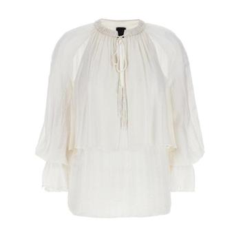 핑코 타이드넥 비즈 장식 티어드 블라우스 104849A2GY Z05 TP934986590