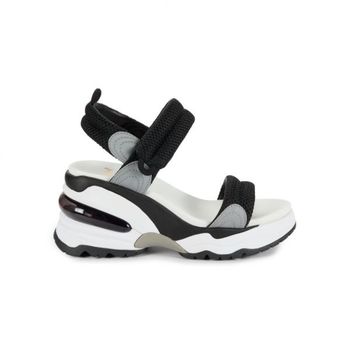 아쉬 9cm 독사 컬러블록 플랫폼 샌들 블랙 실버 여성 웨지