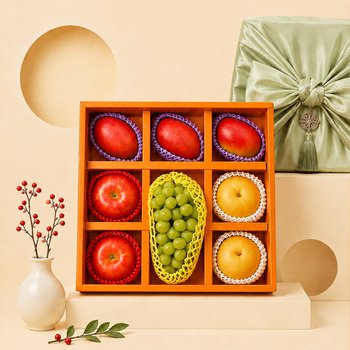 [지정일출고][보자기동봉] 정성가득 4kg(샤인1개+사과2개+배2개+애플망고3) 과일 선물세트[SSG상품권 증정이벤트]