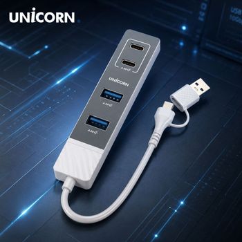 유니콘 USB3.2 Gen1 4포트 USB멀티허브(A포트2개+C포트2개) A+C듀얼커넥터