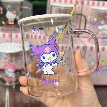 쿠로미 YN75LT88 뚜껑 유리컵 숟가락 세트 360ml