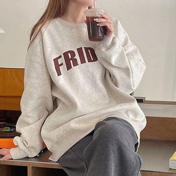 루즈핏 NOBY5915 모던한 여성 추천 기모 레터링 꾸안꾸 맨투맨 봄 가을